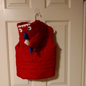 Member’s Mark Playwear Set Dinosaur Hooded Red Puffer Vest Toddler’s Size 4T